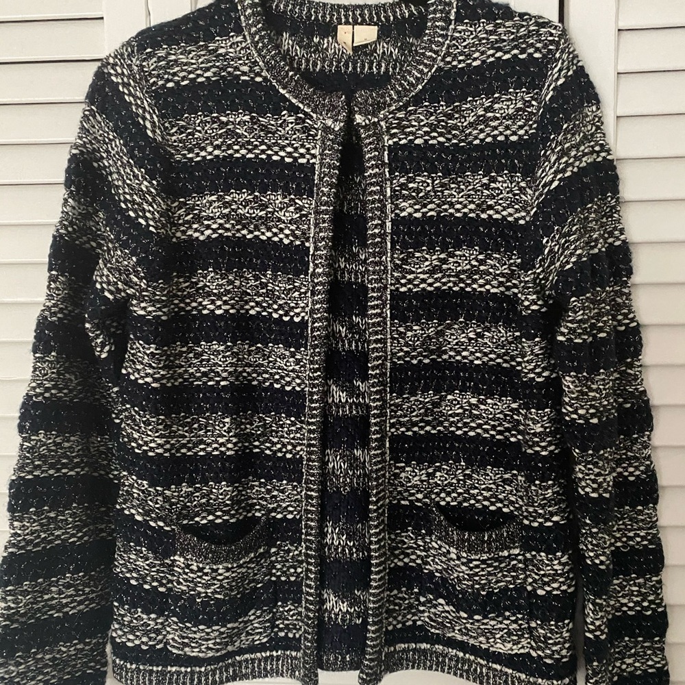 Anthropologie metallic sweater jacket